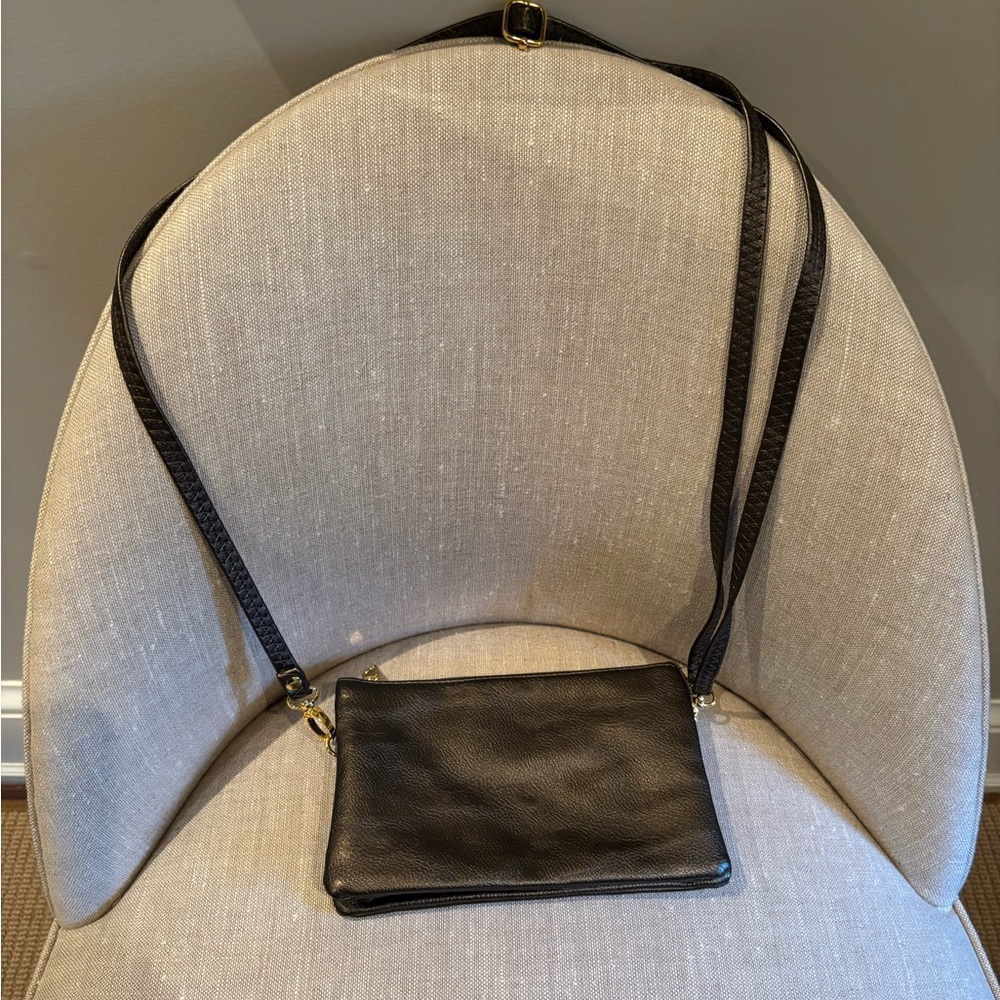 Metallic Pewter Crossbody Bag